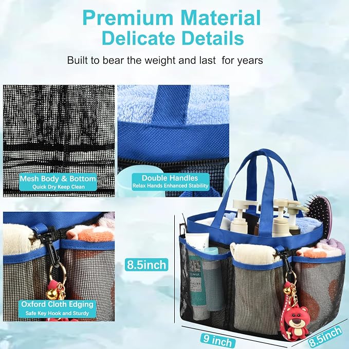 Haundry Mesh Shower Caddy Tote, Large College Dorm Bathroom Caddy Organizer - Image 5