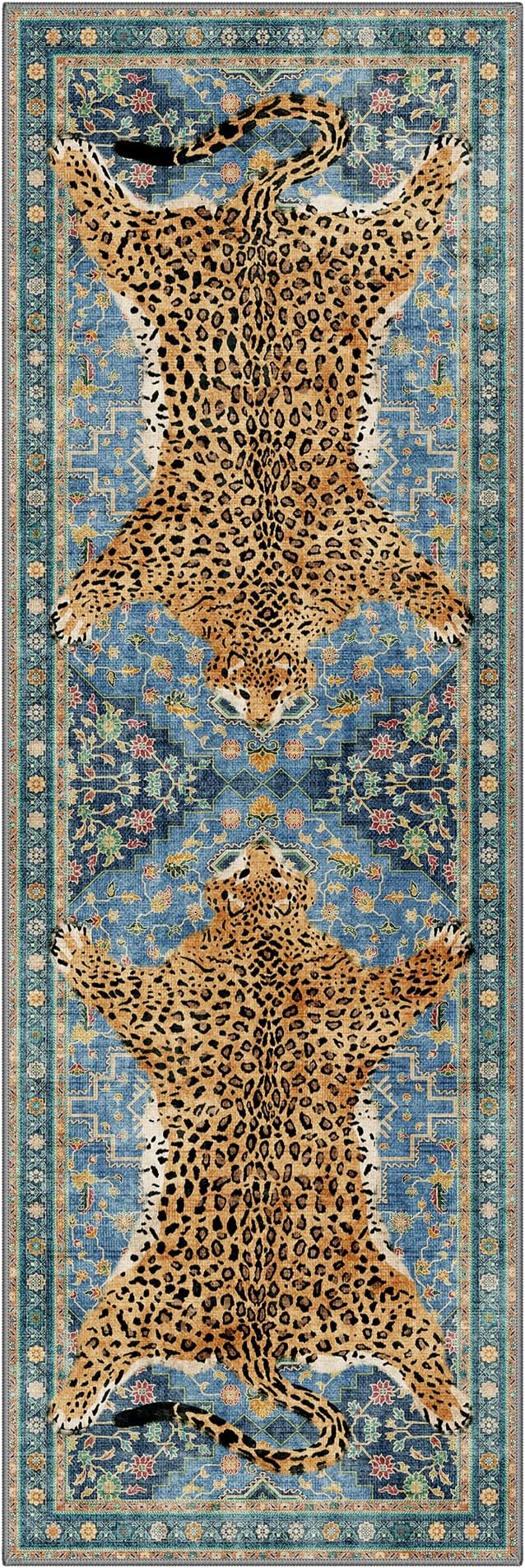 Bavni 2x6 Leopard Rug, Machine Washable Soft Cheetah Animal Print Runner Rug - Image 8