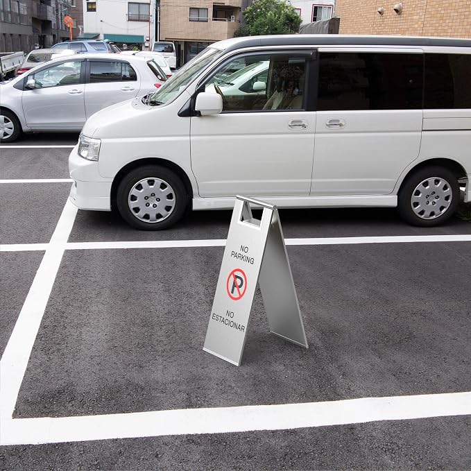 Stainless Steel No Parking Sign Portable Foldable Handle 2-Pack - Image 5