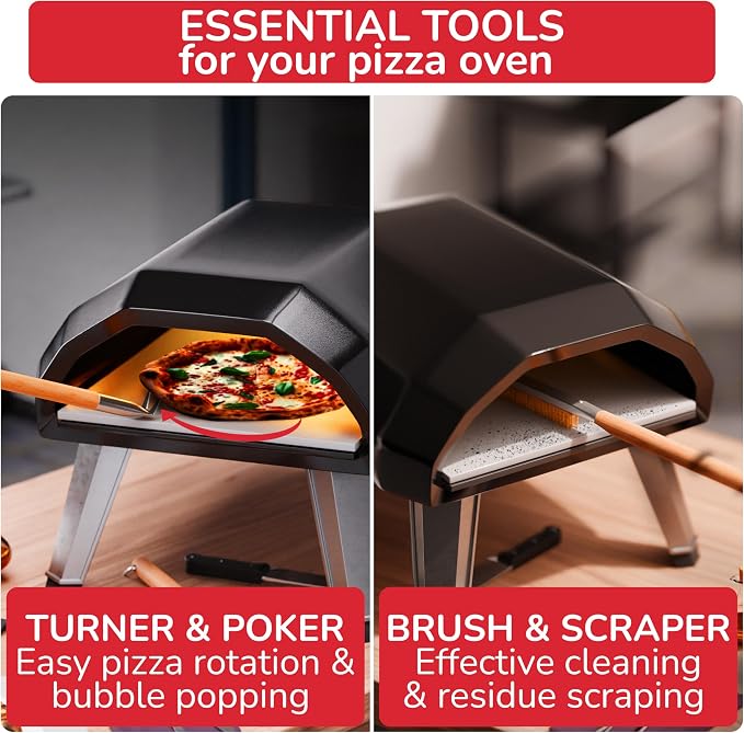 Pizza Oven & Stone Brush with Scraper, Turning Fork & Bubble Popper Bundle - Image 5