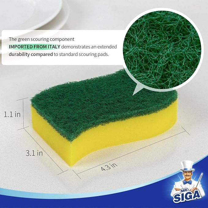 MR.SIGA Heavy Duty Scrub Sponge, Size:11 x 7 x 3cm, 4.3" x 2.8" x 1.2" - Image 3