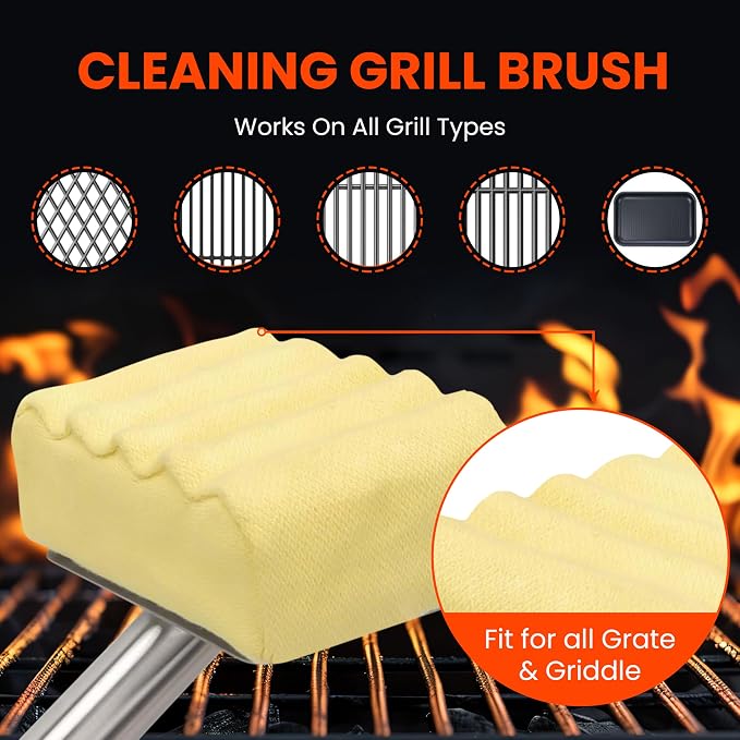 Stainless Steel Grill Brush, BrightGrill Bristle Free, Long Handler, BBQ Brush - Image 5