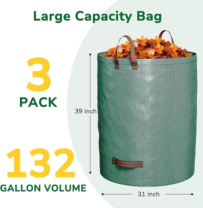 GreatBuddy 132 Gallon Reusable Yard Waste Bag, Heavy Duty, Upright Lawn Bags - Image 2