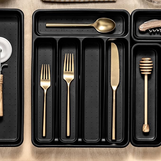 madesmart Classic Mini Silverware Tray Soft Grip, Non-Slip Kitchen Drawer - Image 2