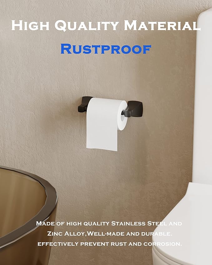 Matte Black Toilet Paper Holder Bathroom Double Post Pivoting Tissue Roll - Image 3