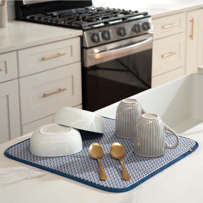S&T INC. Dish Drying Mat, 16” x 18”, Absorbent Microfiber Kitchen Counter Mat - Image 2