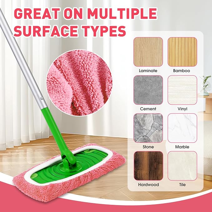 8Pcs Pink Reusable Mop Pads, Microfiber Mop Pads Compatible - Image 6