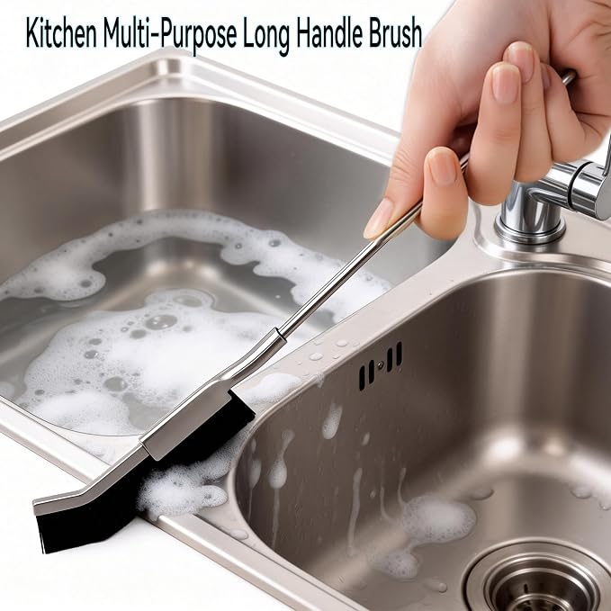 2pcs Stainless Steel Long-Handled Crevice Cleaning Brush, a Powerful - Image 3