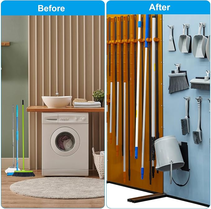 PATIKIL Broom and Mop Holder, 6 Pack Wall Mounted Stainless Steel Mop Hanger - Image 6
