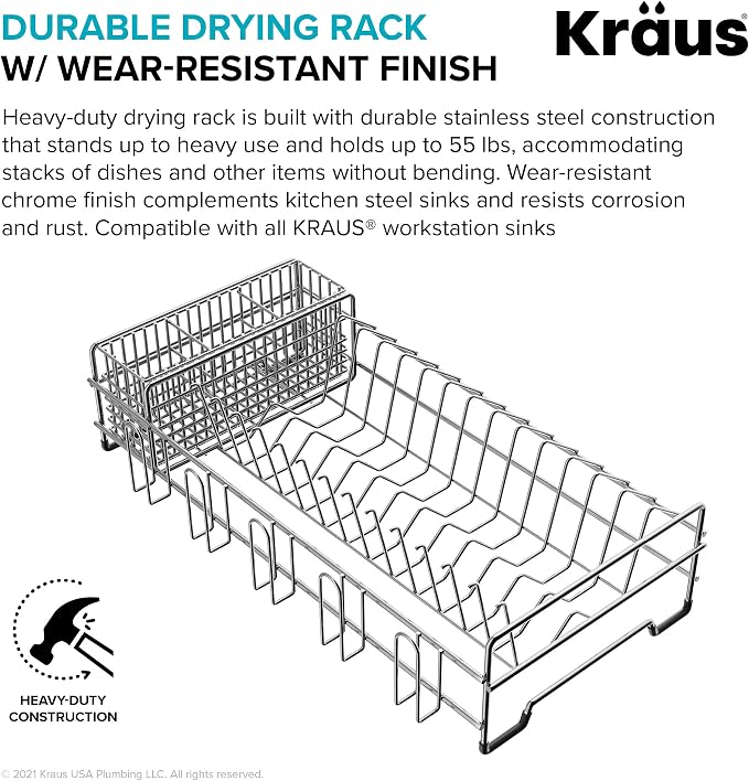 Kraus Workstation Kitchen Sink Dish Drying Rack Drainer and Utensil Holder - Image 6