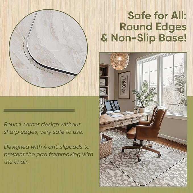 Office Chair Mat for Carpet & Hardwood, Upgraded 29" x 42" Dual Use Tempered - Image 4