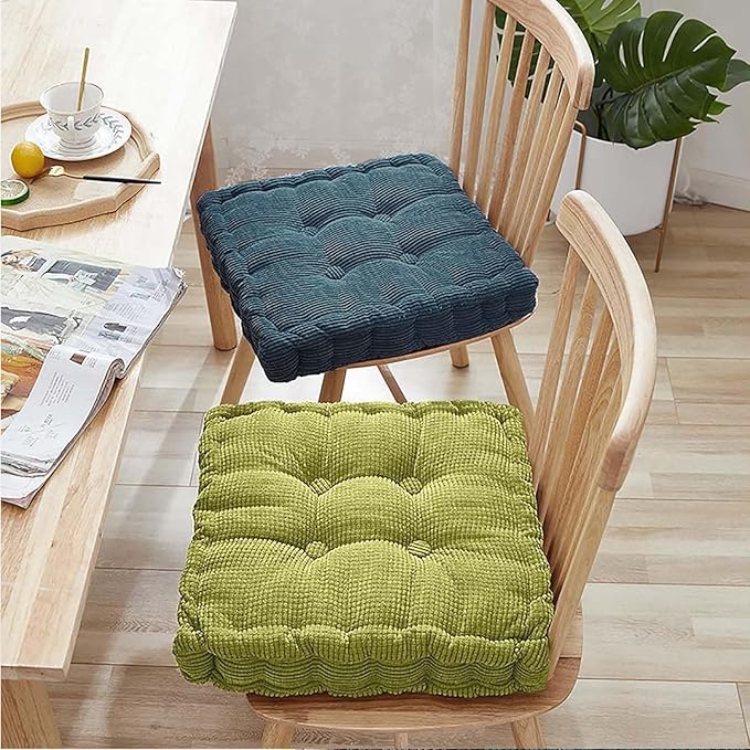 Large Square and Round Floor Pillows for Adults 2 Pack Meditation Floor Pillow Dark Grey Corduroy Floor Seat Pillows Cushion for Living Room Balcony Tatami Yoga,18x18 Inch