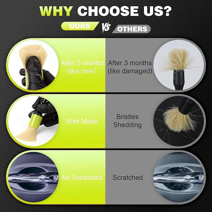 7PCS Car Detailing Brush Set, Boars Hair Car Cleaning Detail Brush kit - Image 7