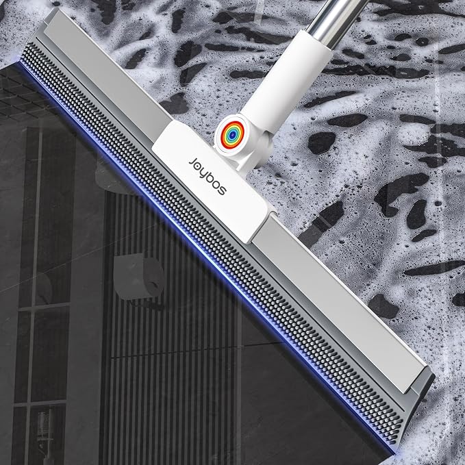 Rubber Squeegee Broom for Floor, Upgrade 62" Long Handle Window Squeegee by JOYBOS