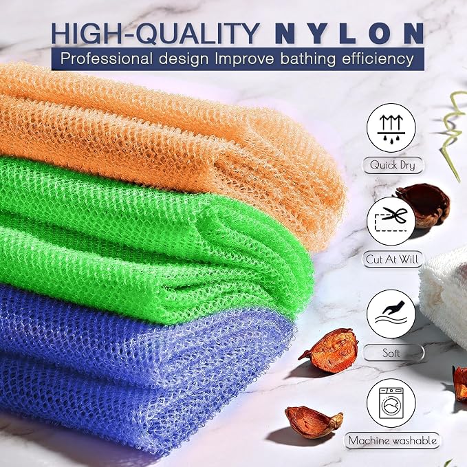 UJFQBH 3 Pieces African Bath Sponge African Net Long Net Bath Sponge - Image 4