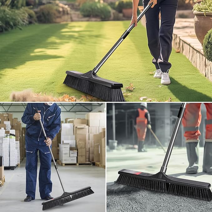 Push Broom Outdoor Heavy Duty, Masthome 24" Push Broom - Image 6