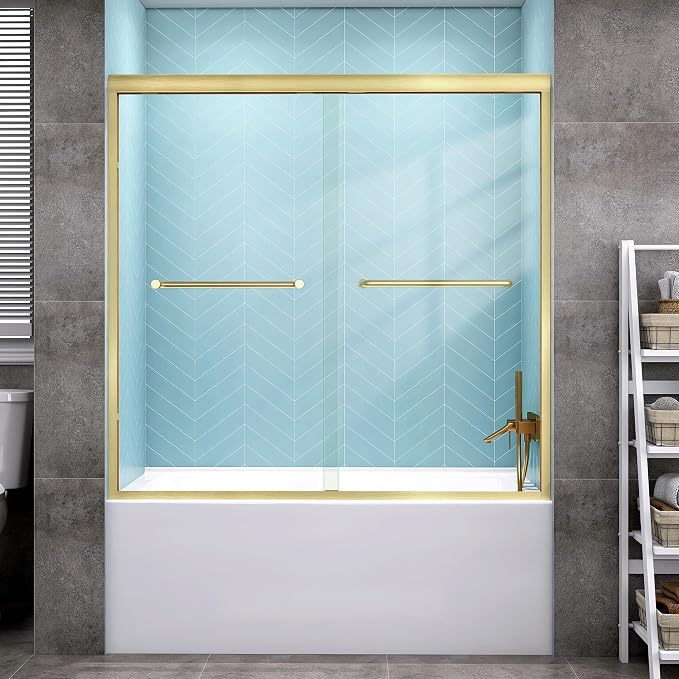 GETPRO Shower Door Double Sliding 56-60 in. W x 58 in. H Semi-Frameless Bypass by GETPRODeluxeBathroomSolutionExpert