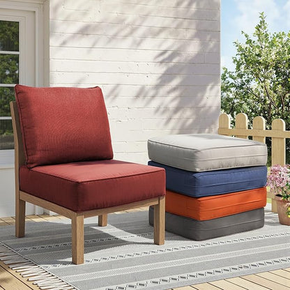 Outdoor Cushion Set for Furniture Patio Furniture, UV Resistant, Water Resistant - 6 Inch Thick Foam Garden Cushions– 24x24 Inch Patio Seat Covers for Chair/Sofa/Couch | Red | 11-Pack |