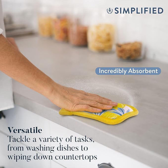 Simplified 5-Pack Scrub & Wipe 2-in-1 Dishwashing Sponges - Image 4