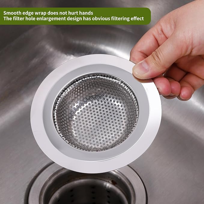 2Pcs Kitchen Sink Drain Strainer, Stainless Steel Kitchen Sink Strainer - Image 5