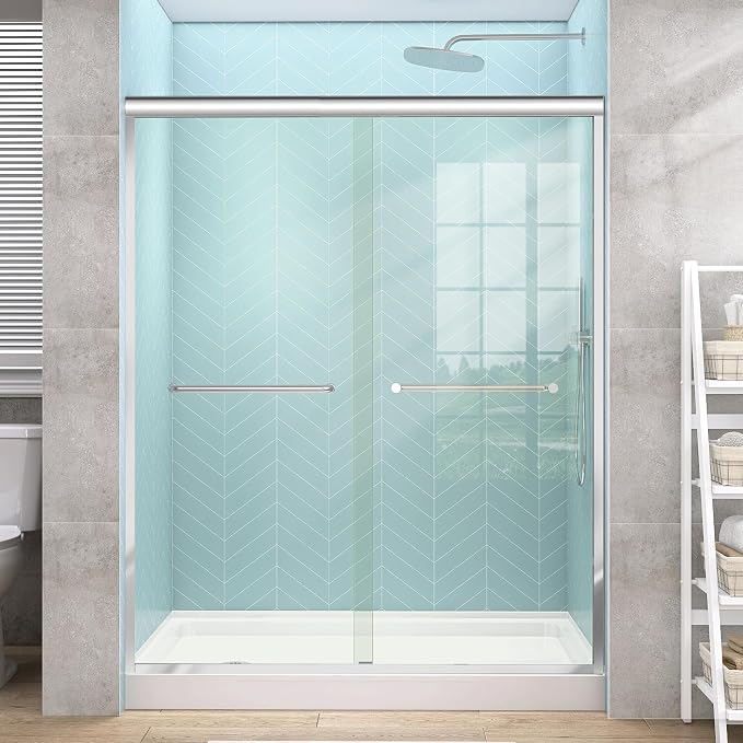 GETPRO Shower Door Double Sliding 56-60 in. W x 72 in. H Semi-Frameless Bypasss by GETPRODeluxeBathroomSolutionExpert