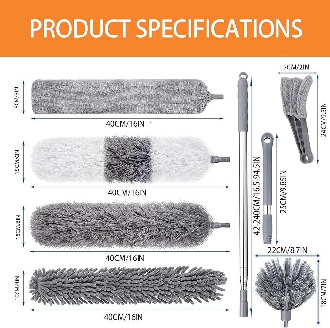Microfiber Feather Duster Kit, Bendable Reusable Washable Cobweb Duster - Image 3