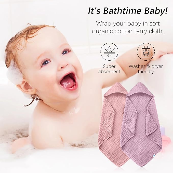 SWEET DOLPHIN Muslin Hooded Baby Bath Towels - Image 3