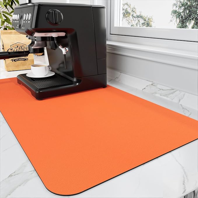 Coffee Mat - Absorbent Hide Stain Rubber Backed Dish Drying Mat by HotLive