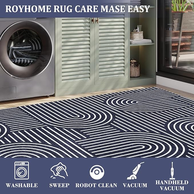 Washable Rug 4x6 Area Rugs for Living Room, Abstract Rug for Bedroom, Soft - Image 5