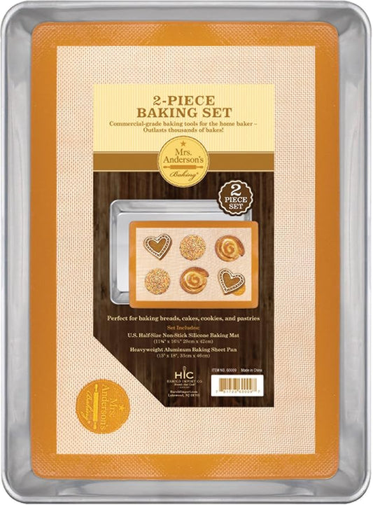 Mrs. Anderson’s Baking Non-Stick Silicone Half-Size Baking Mat and Sheet Pan Set - Image 2