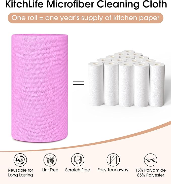 KitchLife Microfiber Cleaning Cloth Roll, 100 Pack - Image 5