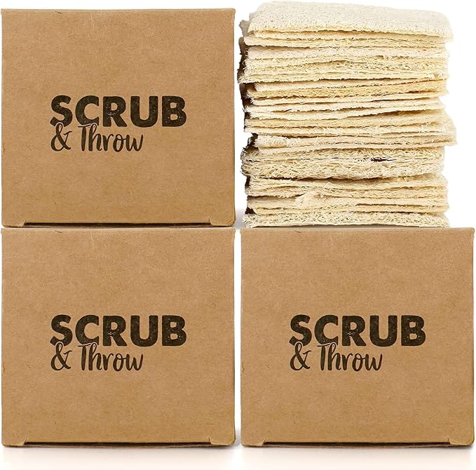 Scrub & Throw Natural Loofah Sponges, Non-Scratch Kitchen Sponges, by ScrubThrow