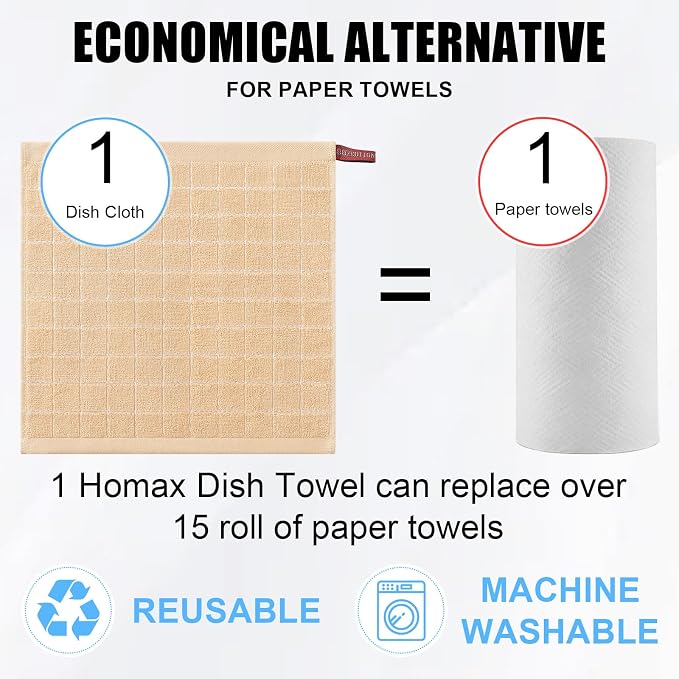 Homaxy 100% Cotton Terry Kitchen Dish Cloths, Ultra Soft and Absorbent Dish - Image 7