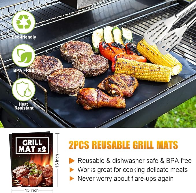 BBQ Grill Accessories Set, Thermometer, Grill Mats - Image 5