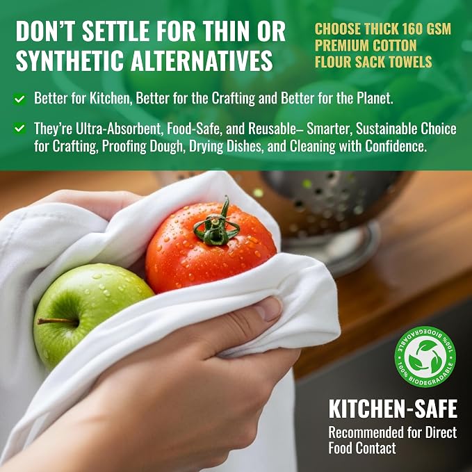 Flour Sack Towels| Tea Towel for Crafts| Kitchen Dish Cotton Blank Towel for - Image 5