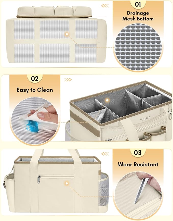 Ytonet Cleaning Caddy Bag with Detachable Apron, Extra Large Cleaning Supplies - Image 6