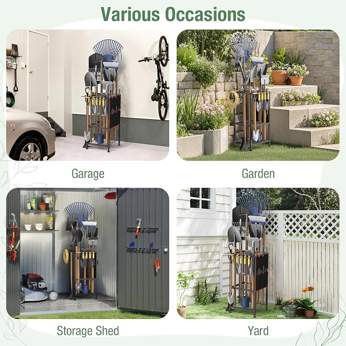 Garden Tool Organizer, Metal Yard Tool Organizer, Holds 50 Long-Handled - Image 6