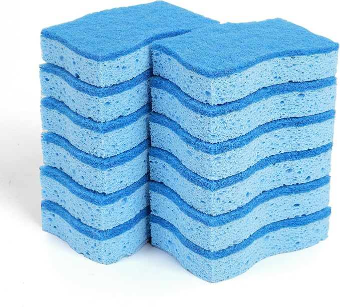 Kitchen Sponges – 12 Pack – Non-Scratch Dual-Sided Cellulose Scrub Sponges by Unknown