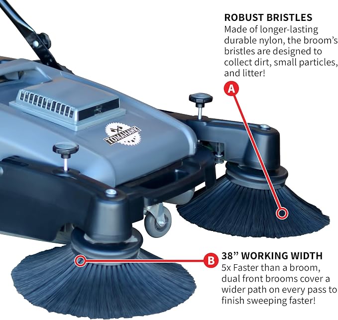 Tomahawk Industrial 38" Walk Behind Push Sweeper - Image 4
