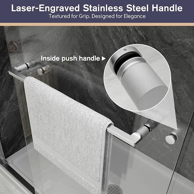 Double Sliding Shower Door, 1/4'' Clear SGCC Tempered Glass - Image 3