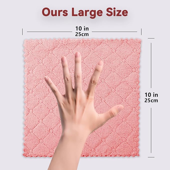 12-Pack Kitchen Cloth, Dish Towels, Microfiber Cleaning Cloths, Premium Coral - Image 2