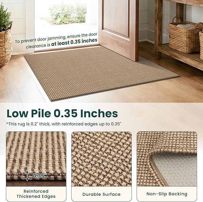KOZYFLY Boho 3x18 Runners Rugs for Hallway, Extra Long Washable Runner Rug, Woven Non Slip Kitchen Runner, Cotton Entryway Rug, Floor Carpet for Entry, Aisle, Hall, Orange Beige/Tan/Brown - Image 4