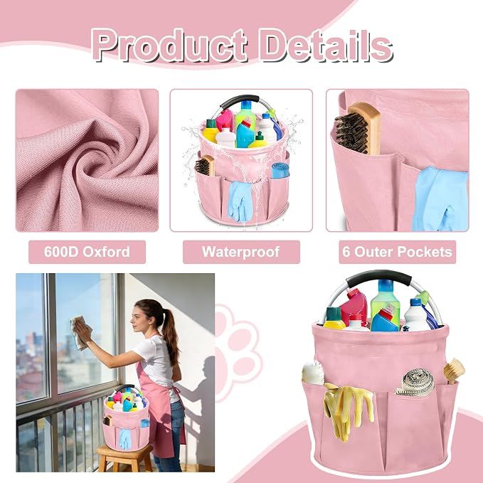 Qivine Cleaning Caddy for Cleaning Supplies, 17L Cleaning Supply Caddy - Image 3