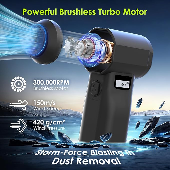 Electric Compressed Air Duster, 000RPM Cordless Air Blower - Image 2