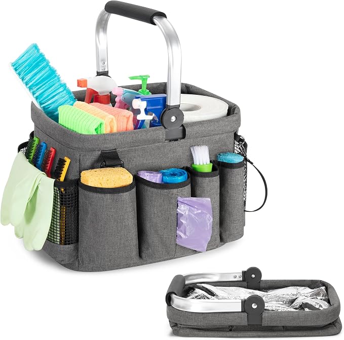 Cleaning Caddy Organizer with Handle, Cleaning Tote Bag with Multiple Pockets by PGmoon