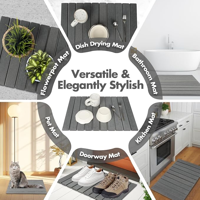 Large Stone Dish Drying Mat for Kitchen Counter, Eco-friendly, Instant Drying - Image 6