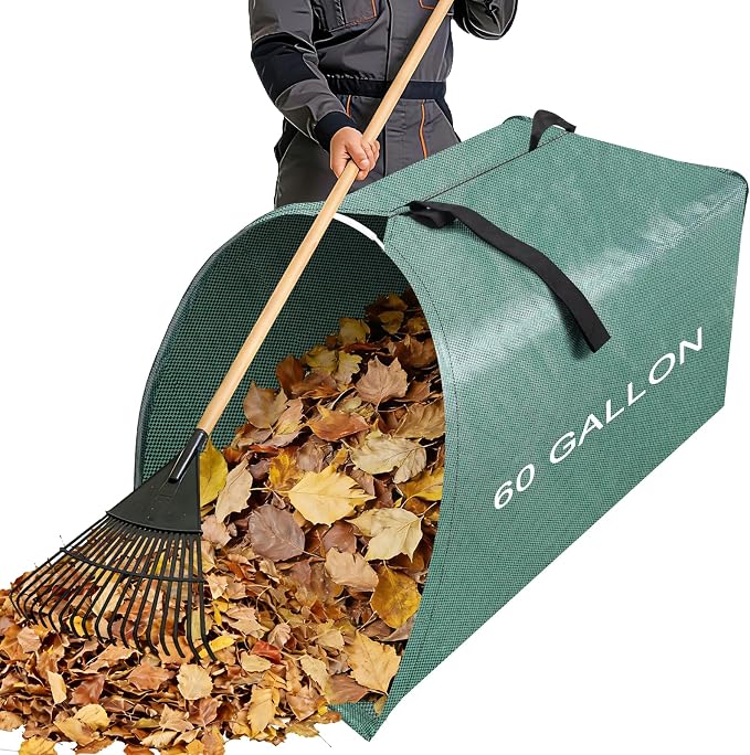 60 Gallon Large Leaf Collector, Dustpan-Style Lawn and Leaf Bags, Collapsible by UQM