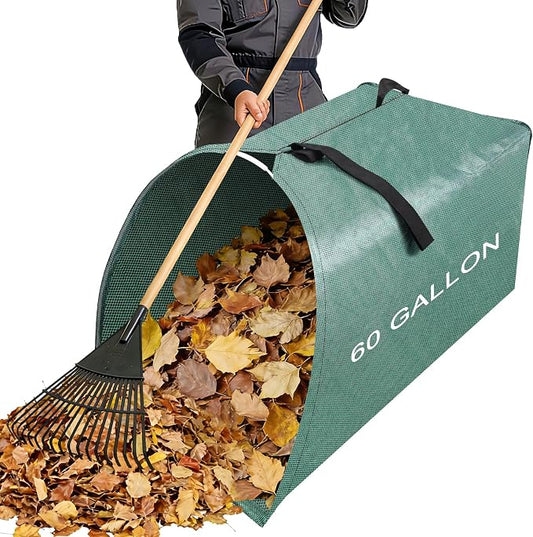 60 Gallon Large Leaf Collector, Dustpan-Style Lawn and Leaf Bags, Collapsible by UQM