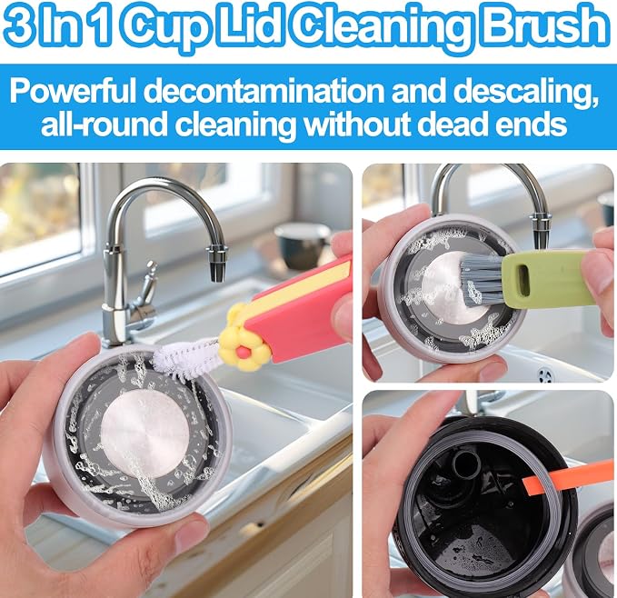 XANGNIER 3 in 1 Cup Lid Gap Cleaning Brush Set, 3 Pack Water Bottle Crevice - Image 2