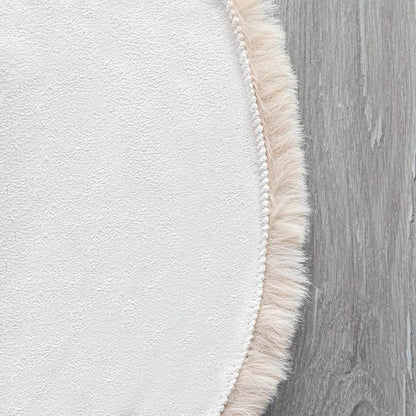 Light Brown Beige Washable Shaggy Round Rug 5ft Faux Rabbit Fur Rugs for Living Room Circle Nursery Rug for Bedroom Girl Room Décor